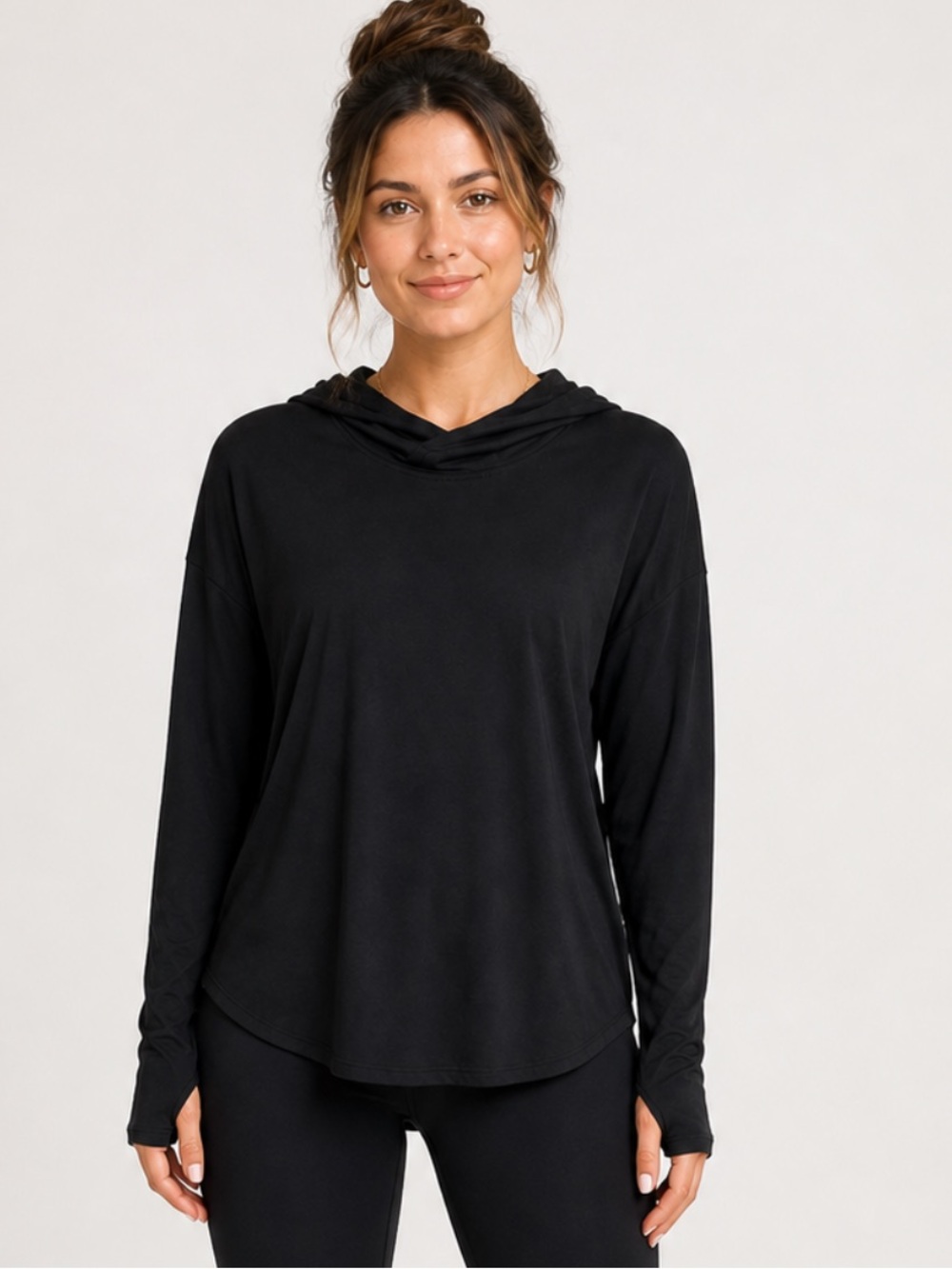 GAIAM Lightweight Black Yoga Hooded Top —Size M